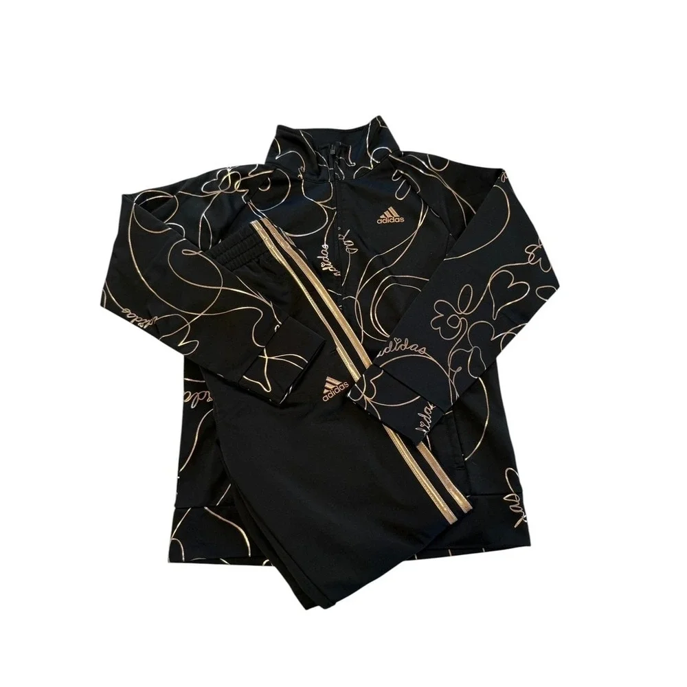 Adidas‎ Adi AOP Script Floral Black Gold Track Set Kids 5 YR